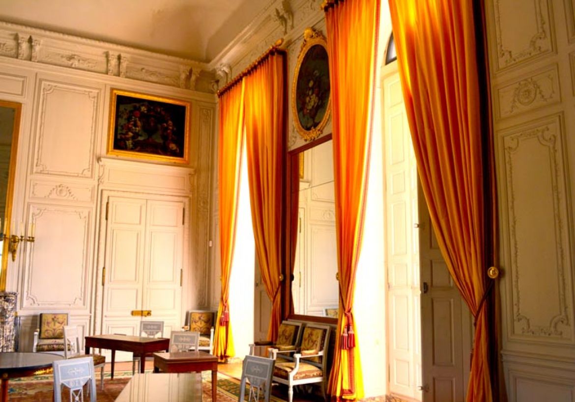 Precious curtains in the baroque hall